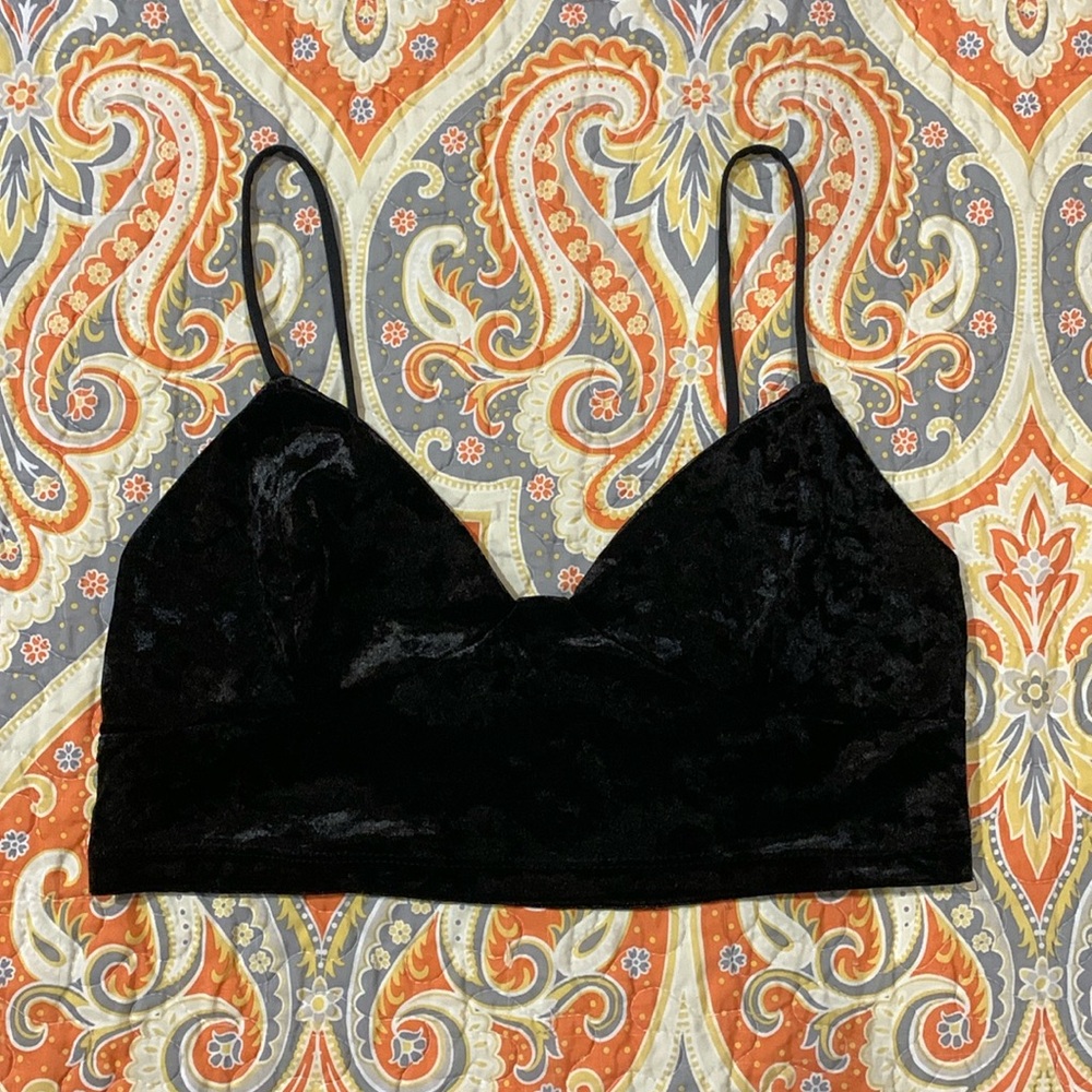 Zara Black Velvet Bralette